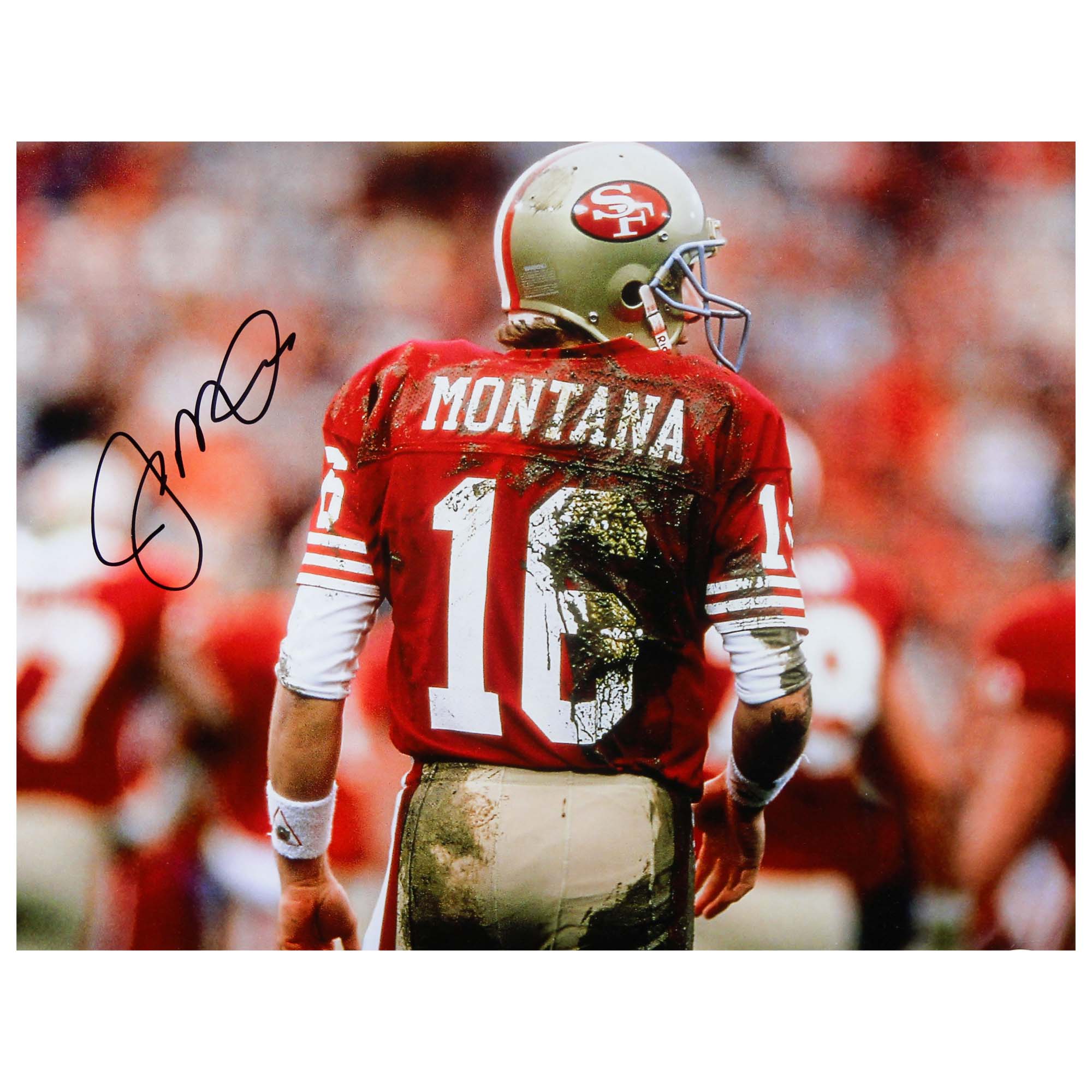 30x40 Autographed Joe Montana Photo Rings 