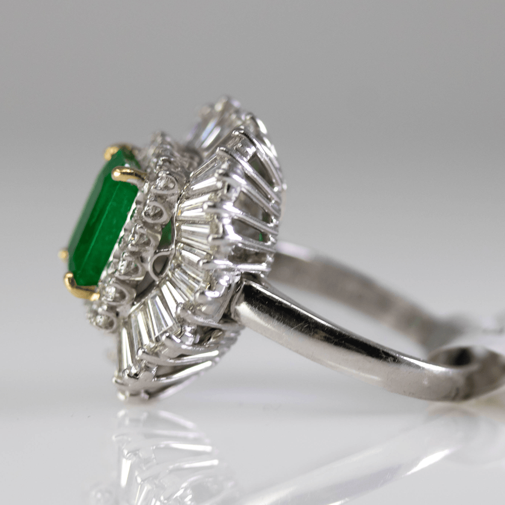 Emerald Ring with Diamond Halo Gold & Silver Pawn Shop