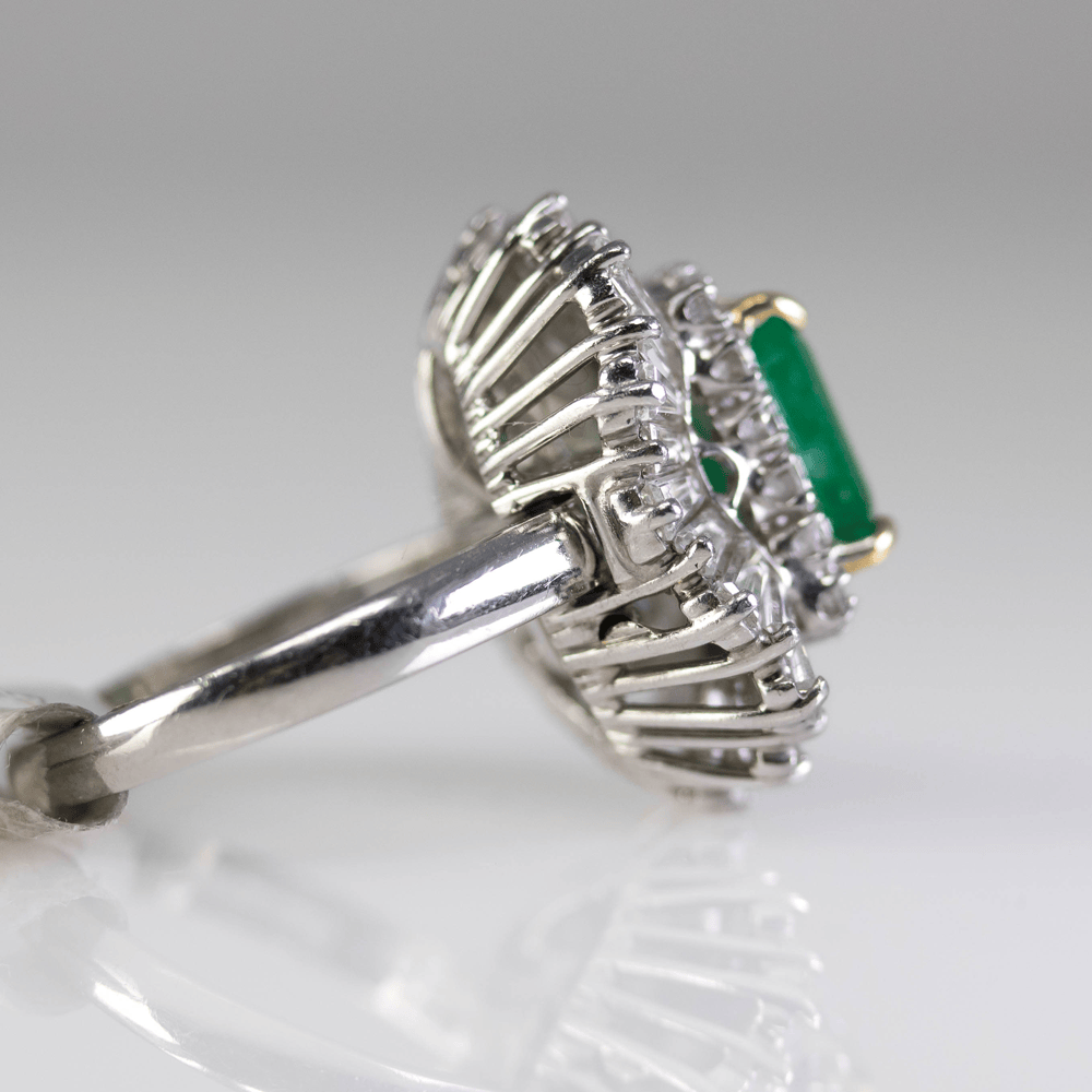 Emerald Ring with Diamond Halo Gold & Silver Pawn Shop