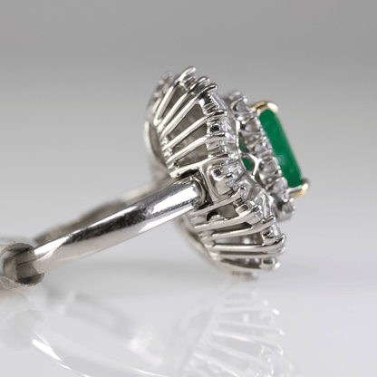Emerald Ring with Diamond Halo Gold & Silver Pawn Shop