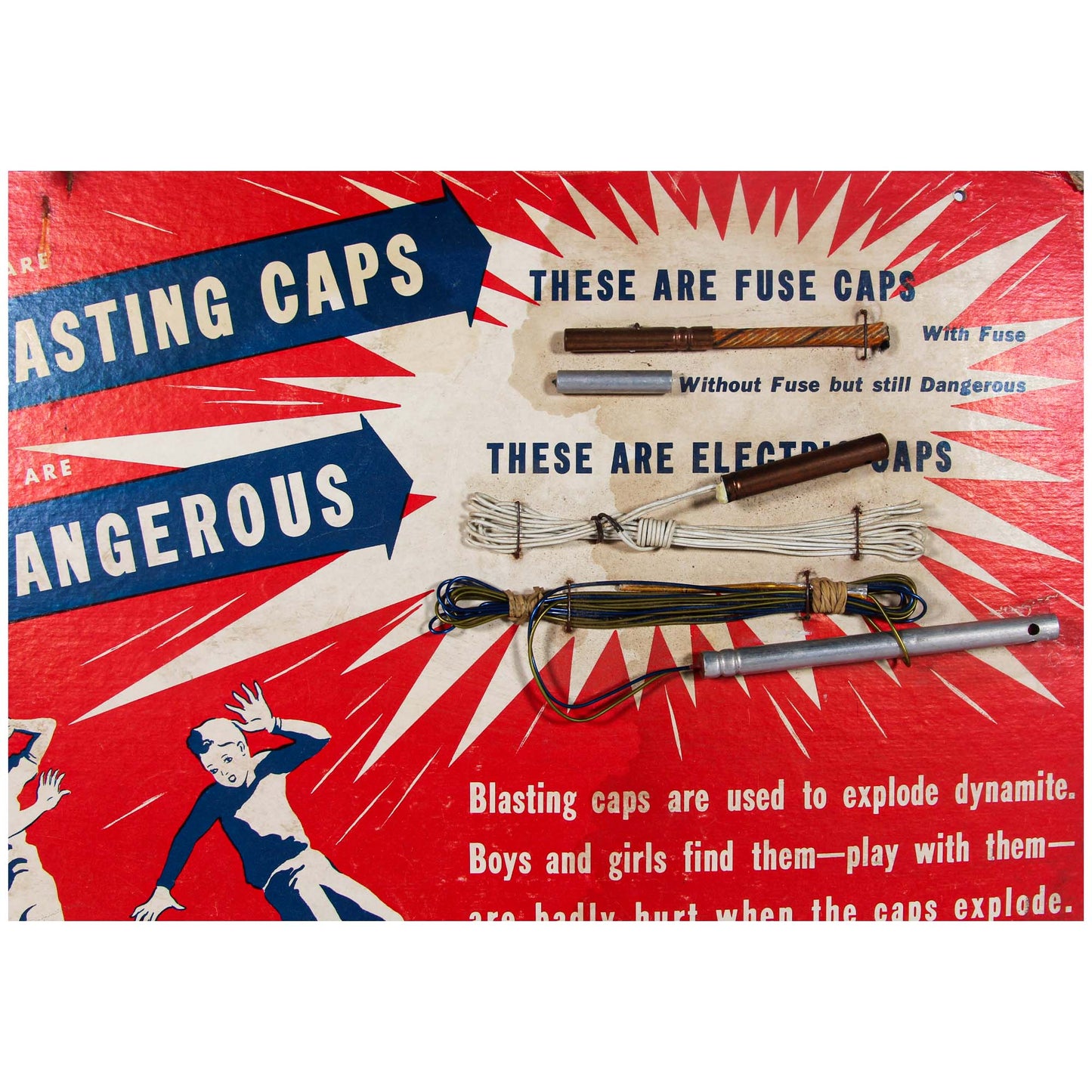 Vintage Blasting Caps Warning Sign Close View