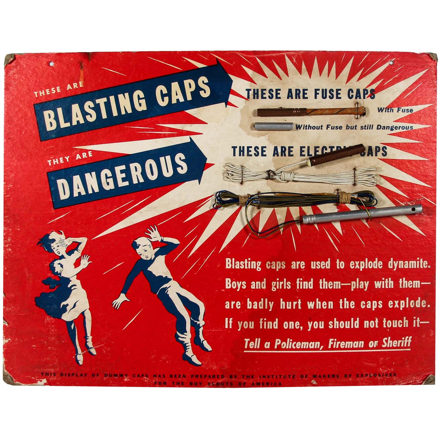 Vintage Blasting Caps Warning Sign Zoom Out View