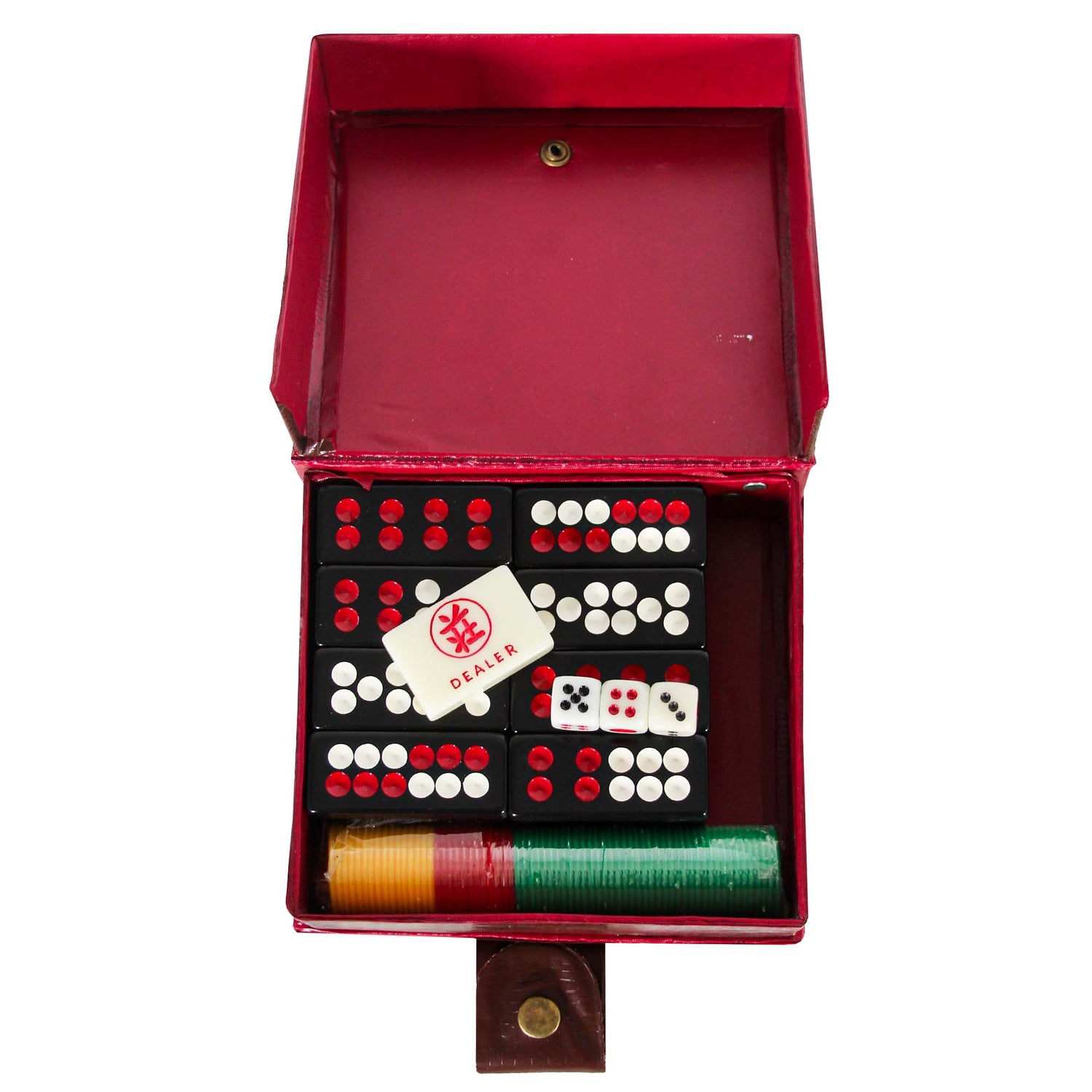 Vintage Domino Set With Dice & Chip Open
