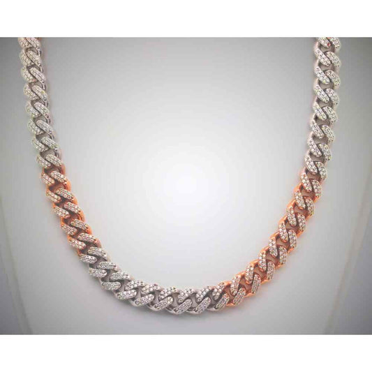10K Two Tone 9.6 CTW Diamond Chain necklace