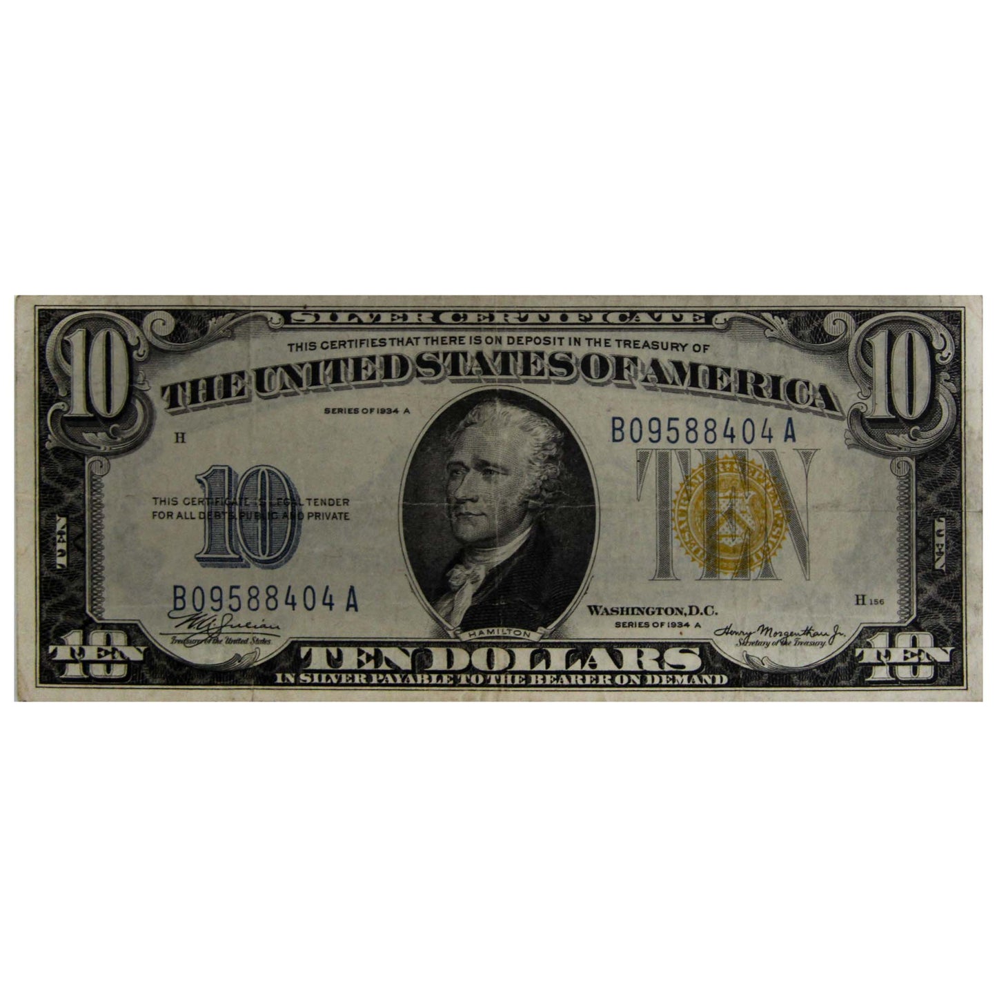 1934 The United States of America Note $10 Front
