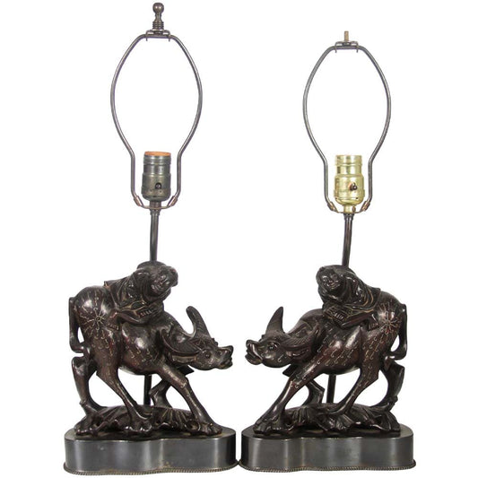 Water Buffalo Lamps - Set of 2