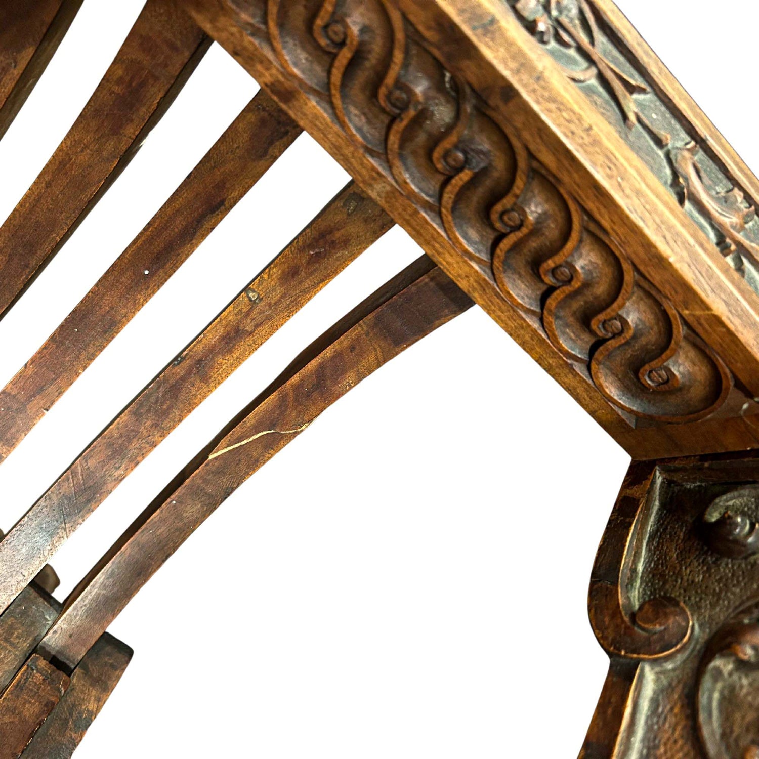Carved Savonarola Chair Crack View 2