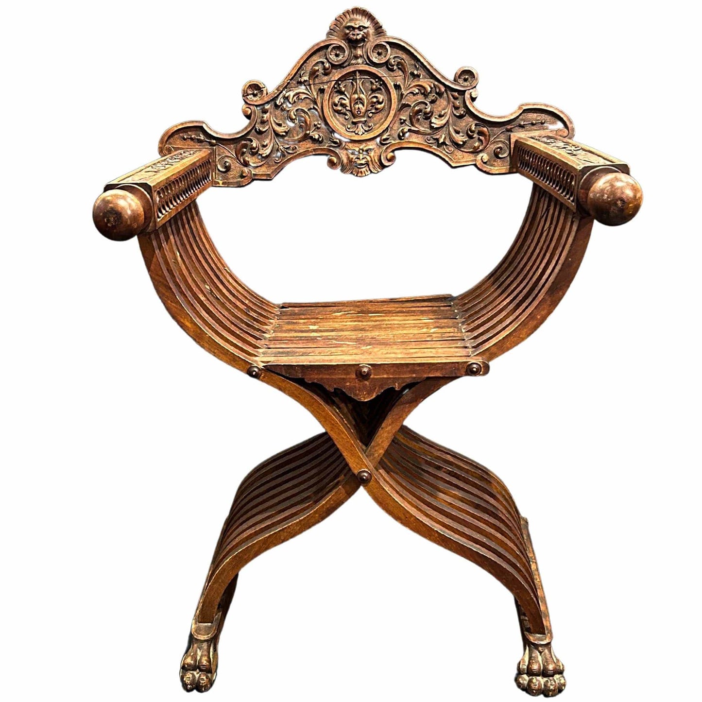 Carved Savonarola Chair Zoom Out View