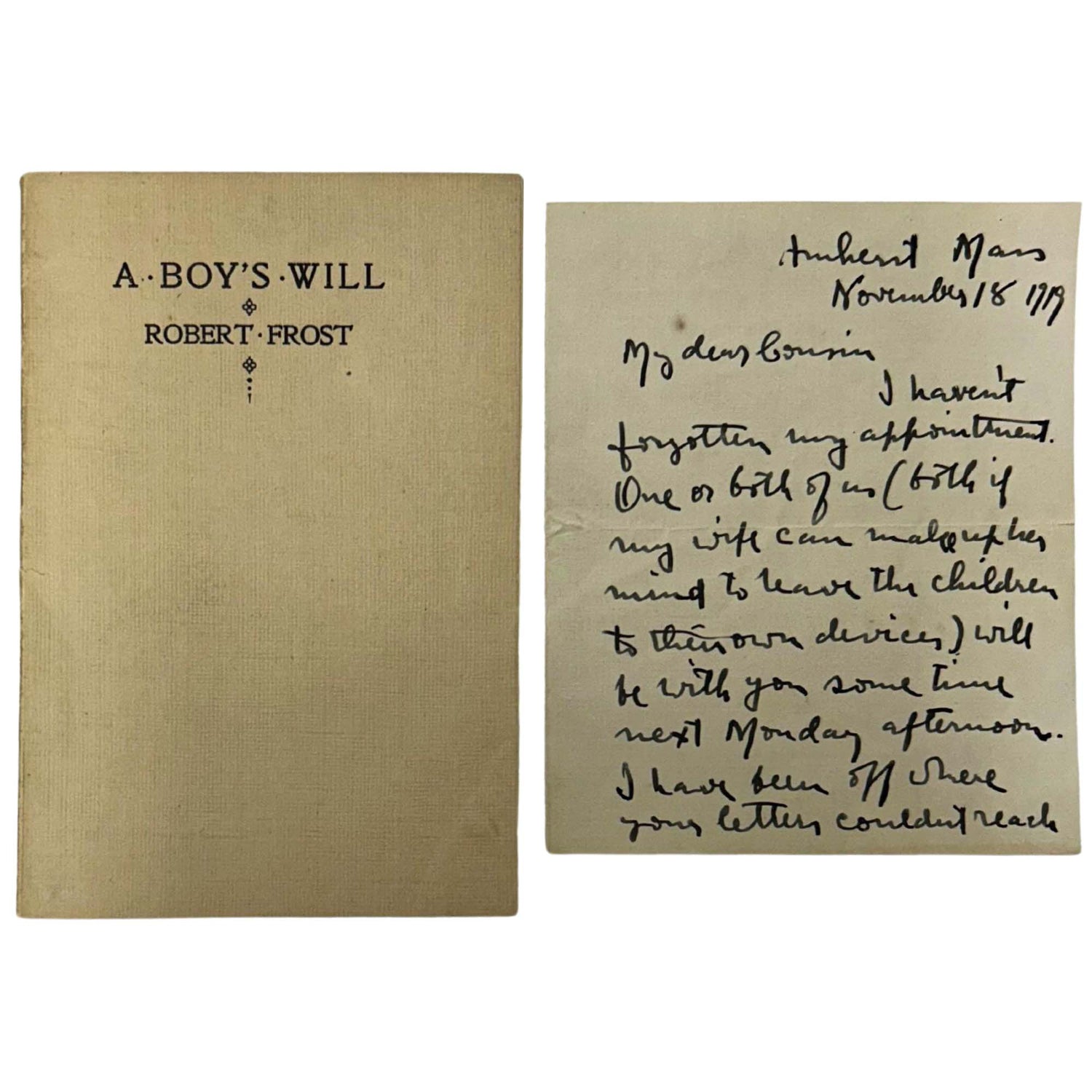 Robert Frost 1st Edition Book & Signed Letter Zoomed View