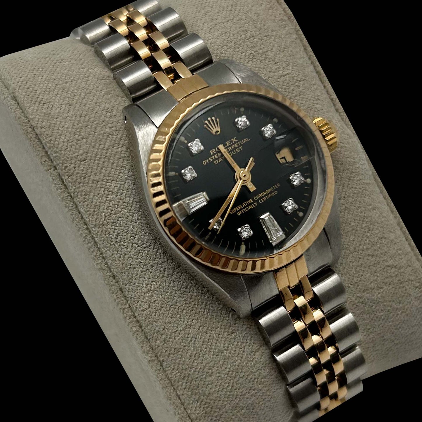 1984 Rolex Datejust Two Tone Black Dial Wristwatch