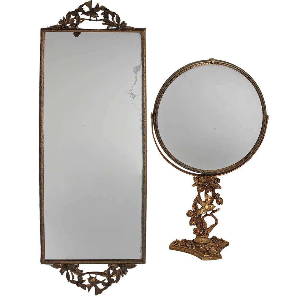 Matson Mirror Vanity Set of 2 Gold & Silver Pawn Shop