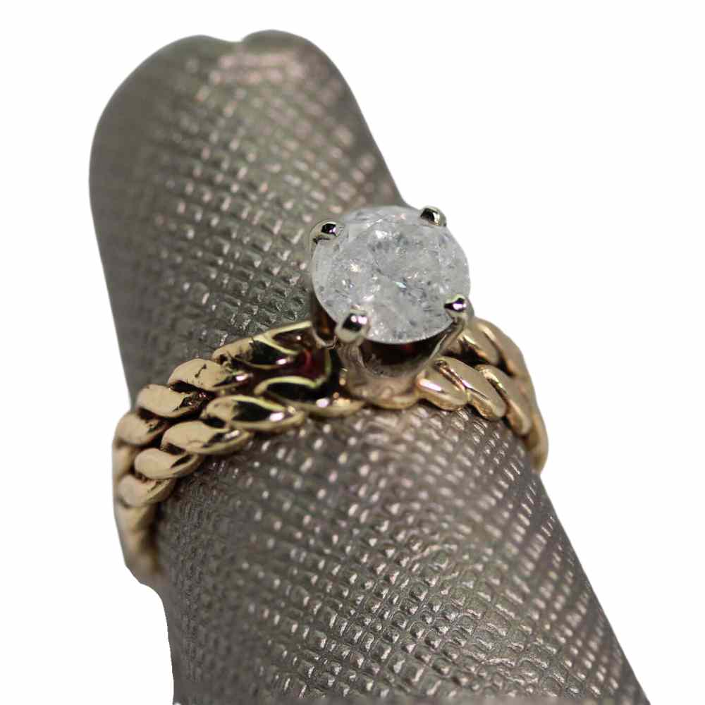 Diamond Ring with Braided 14k Band Gold & Silver Pawn Shop
