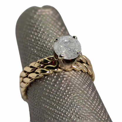 Diamond Ring with Braided 14k Band Gold & Silver Pawn Shop