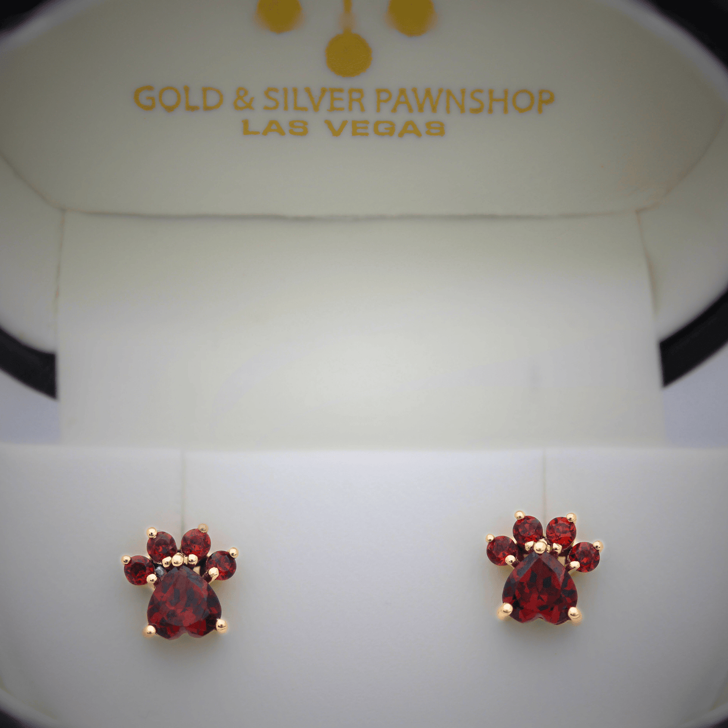 14K Garnet Paw Studs Alt Display View Zoomed