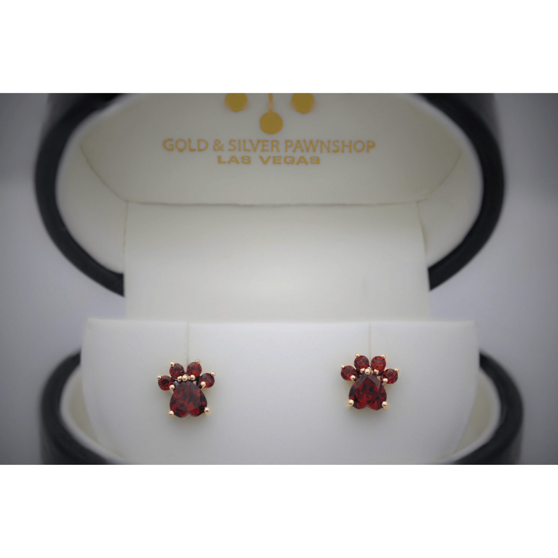 14K Garnet Paw Studs Alt Display View