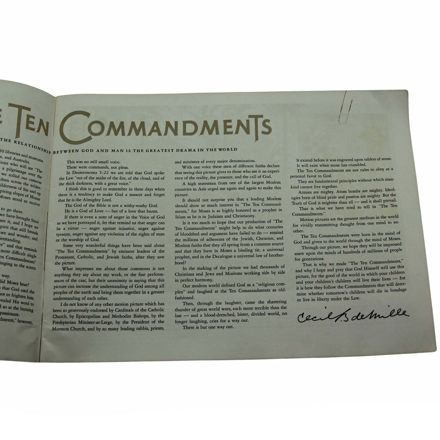 The Ten Commandments Script Signed by Charlton Heston