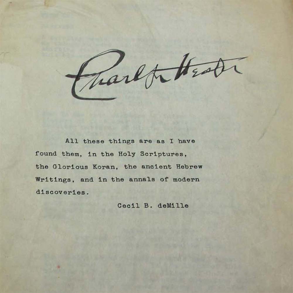 The Ten Commandments Script Signed by Charlton Heston
