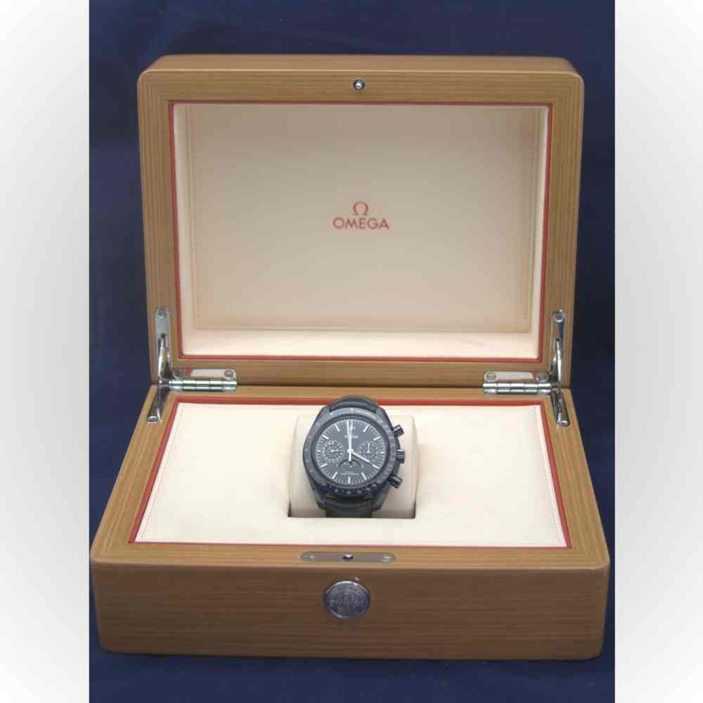 Omega Speedmaster Moonphase Wristwatch Display Case View