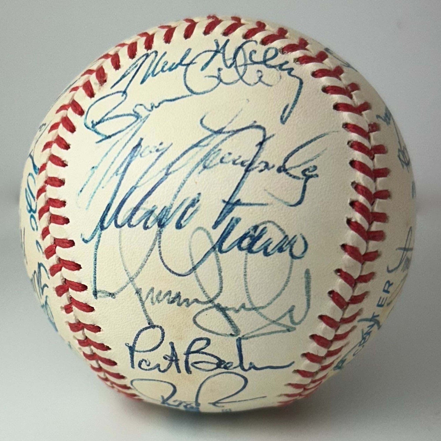 1997 Cleveland Indians Signed Baseball Graded Beckett Close View