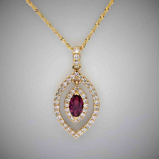 14K Ruby and Diamond Pear Shaped Pendant Thumbnail