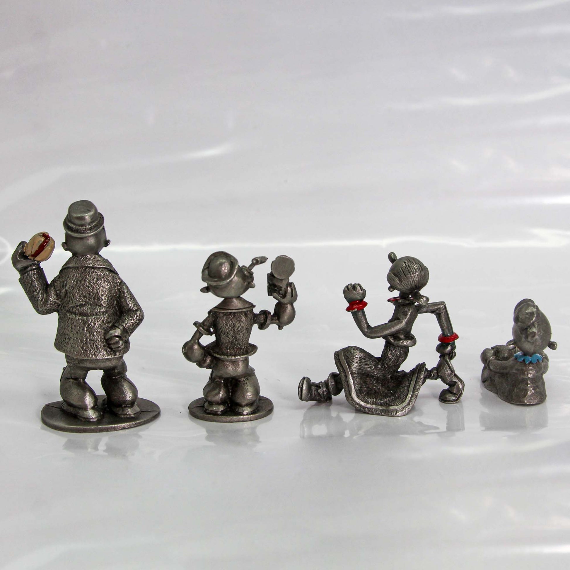 Pewter Popeye Figurine Set of 4 Back