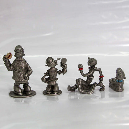 Pewter Popeye Figurine Set of 4 Back