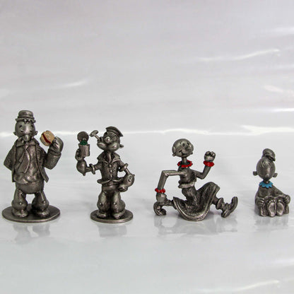 Pewter Popeye Figurine Set of 4 Front