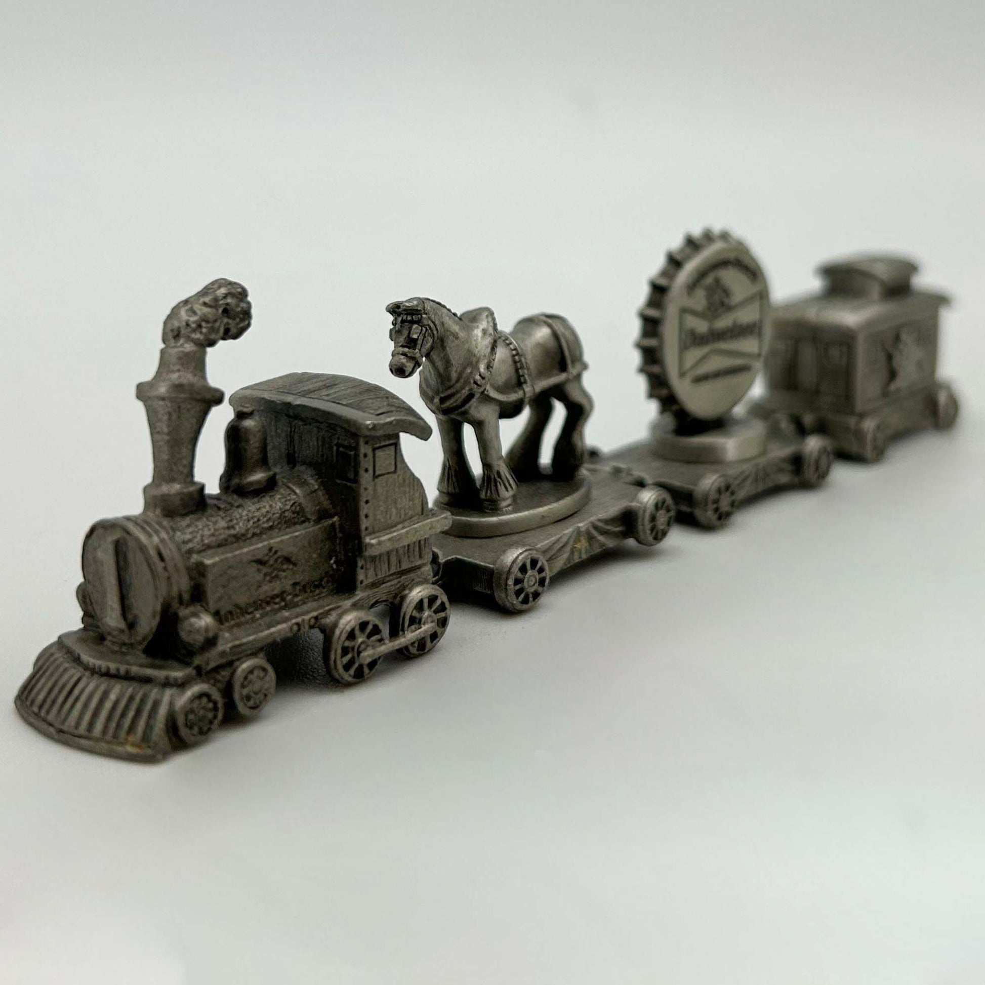 Pewter Budweiser Train Set of 4 Angle