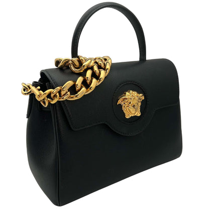 Versace Black Medusa Handbag Side View