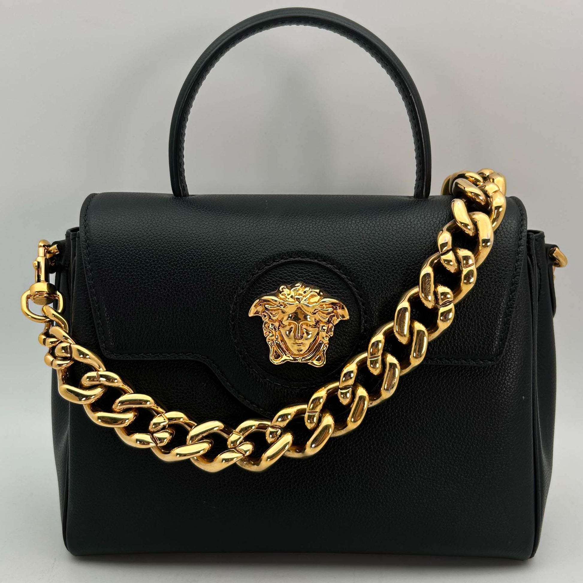 Versace Black Medusa Handbag Front