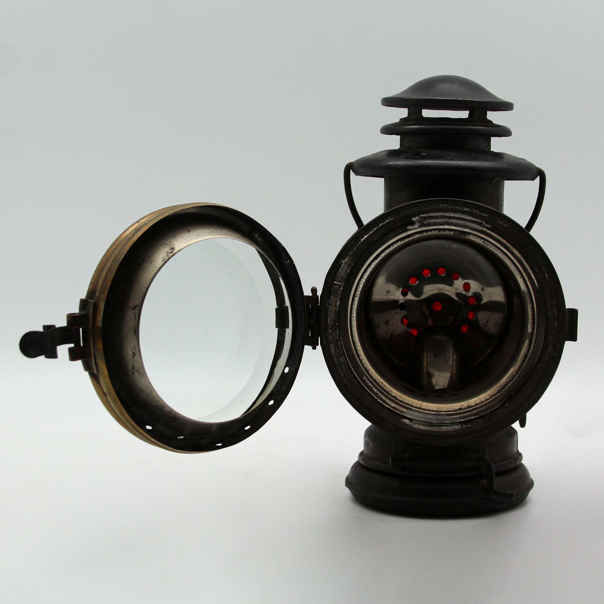 Antique Carriage Kerosene Lantern Open