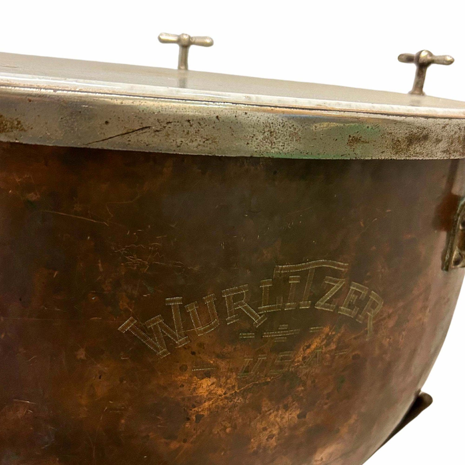 Vintage Wurlitzer Copper Orchestra Kettle Drums Text