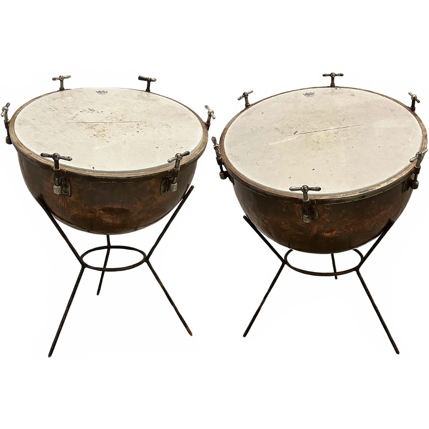 Vintage Wurlitzer Copper Orchestra Kettle Drums Set of 2