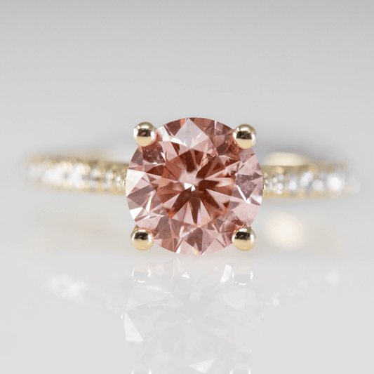14K Round Cut Pink Diamond Ring Gold & Silver Pawn Shop