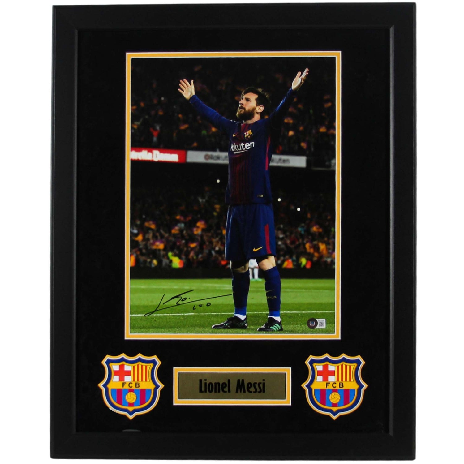 Lionel Messi Signed FCB Memorabilia Graded Beckett Front