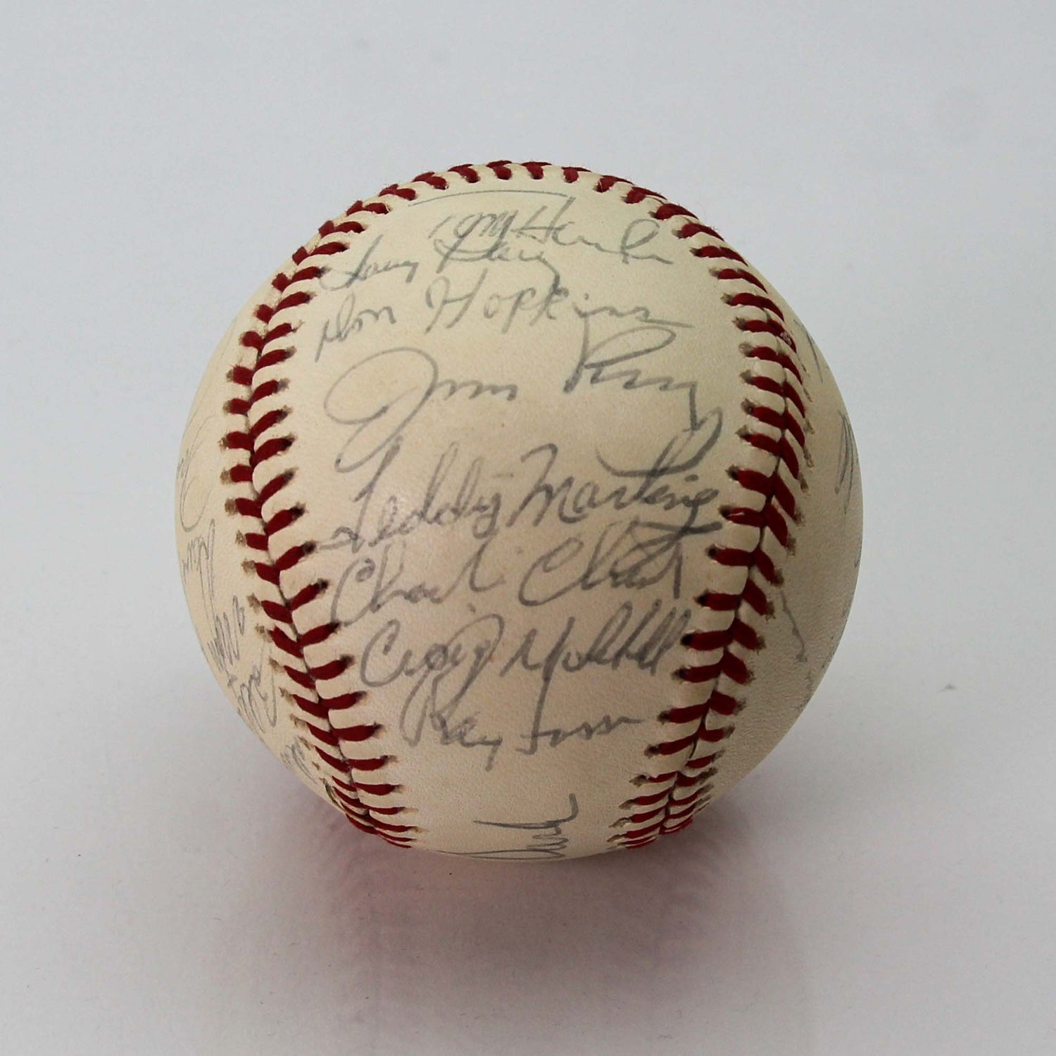 1975 American League Oakland Signed Baseball JSA Back