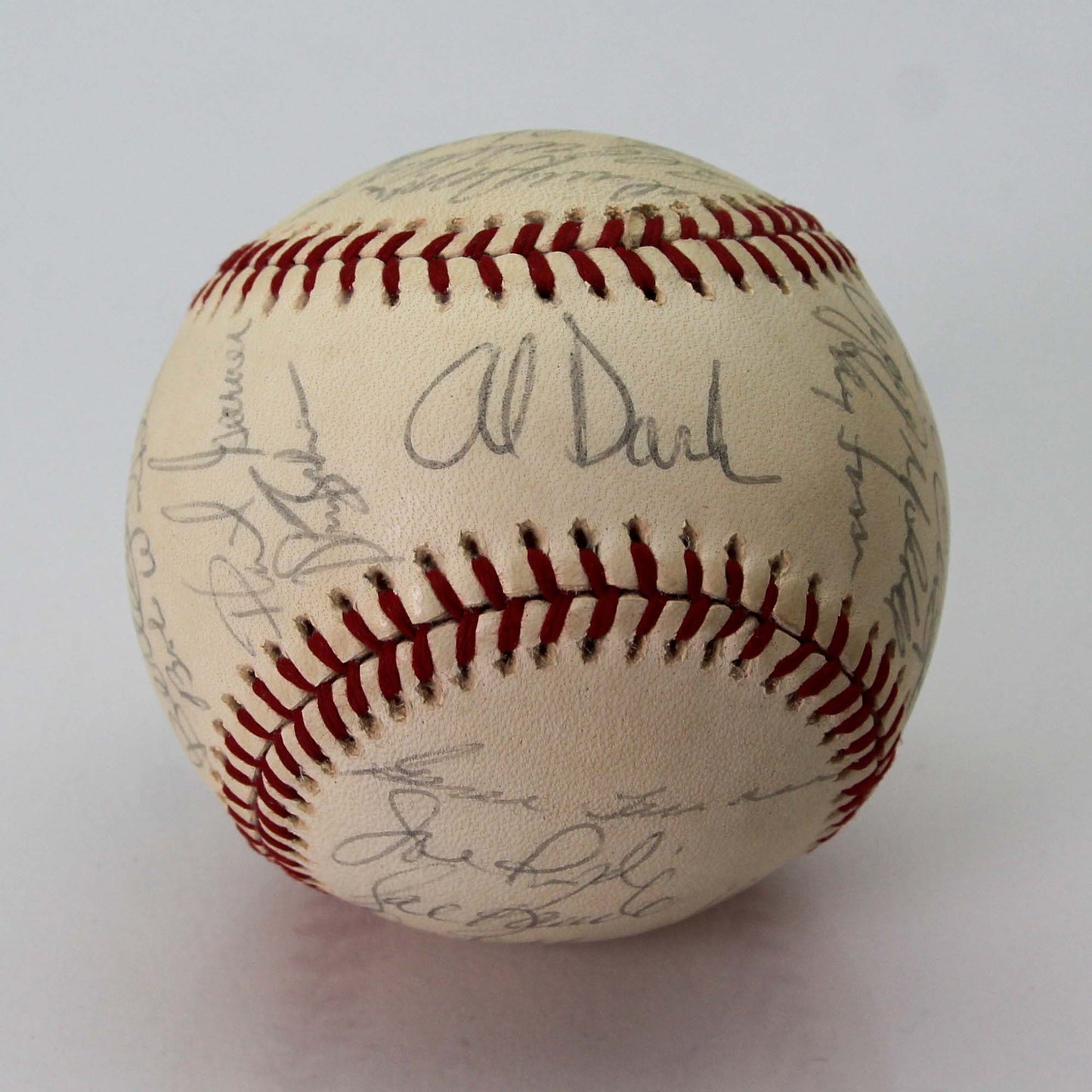 1975 American League Oakland Signed Baseball JSA Front