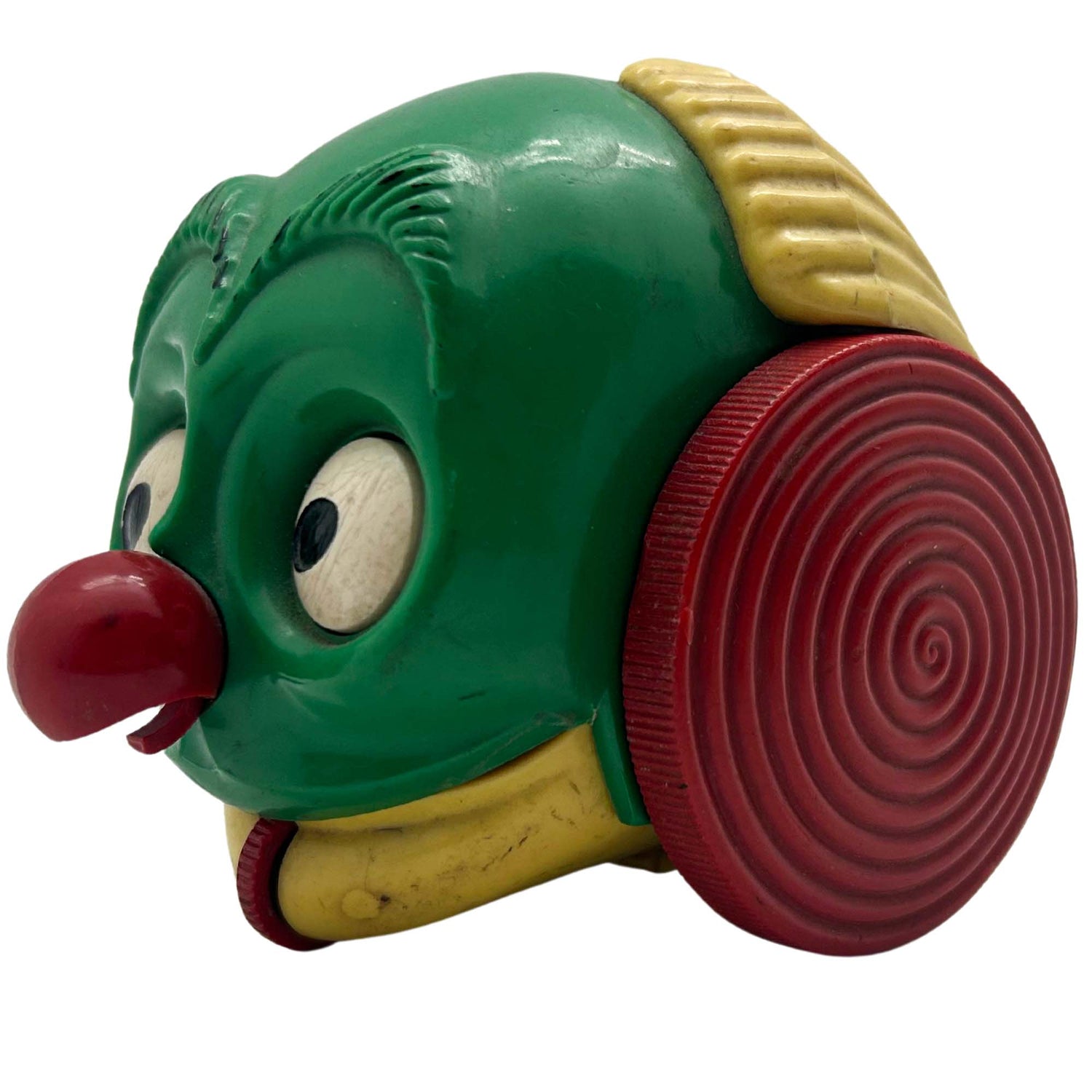 1950s Clown Plastic Pull Toy Side View