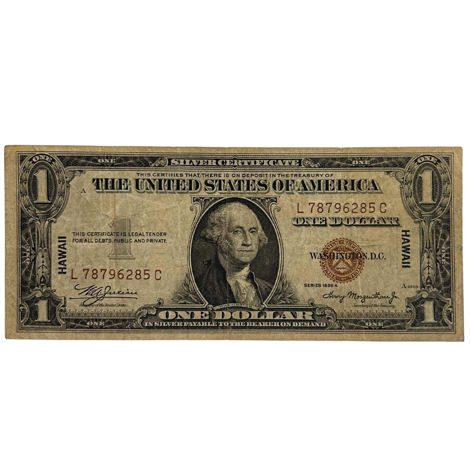 1935 US $1 Hawaii Emergency Note Front