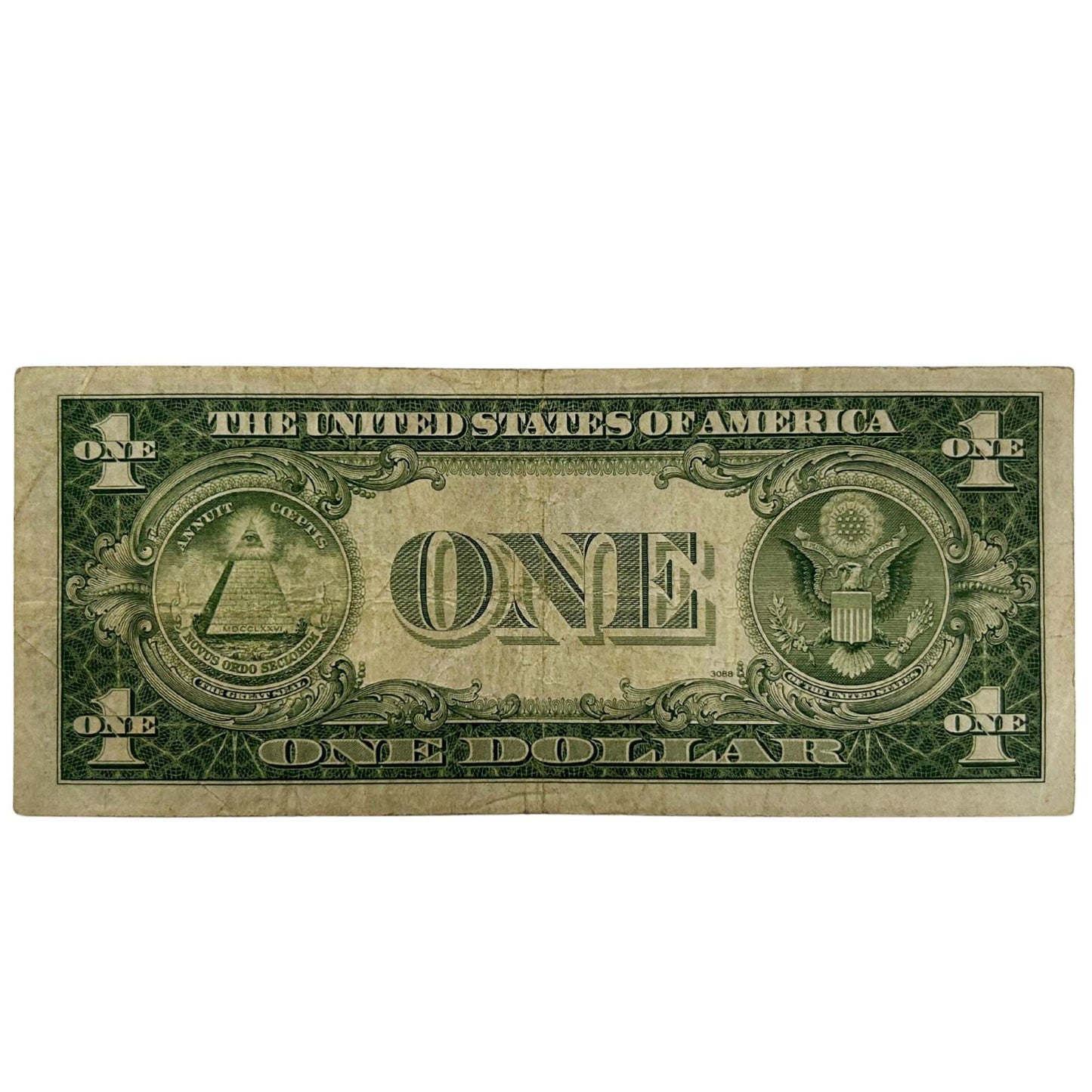 1935-A $1 Yellow Seal Silver Certificate Ungraded Back