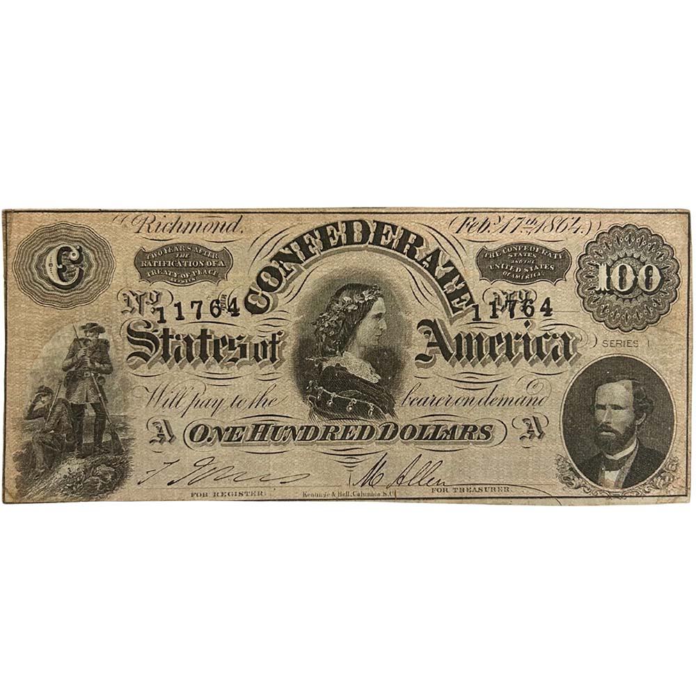 1864 Confederate States of America $100 Federal Reserve Note Thumbnail