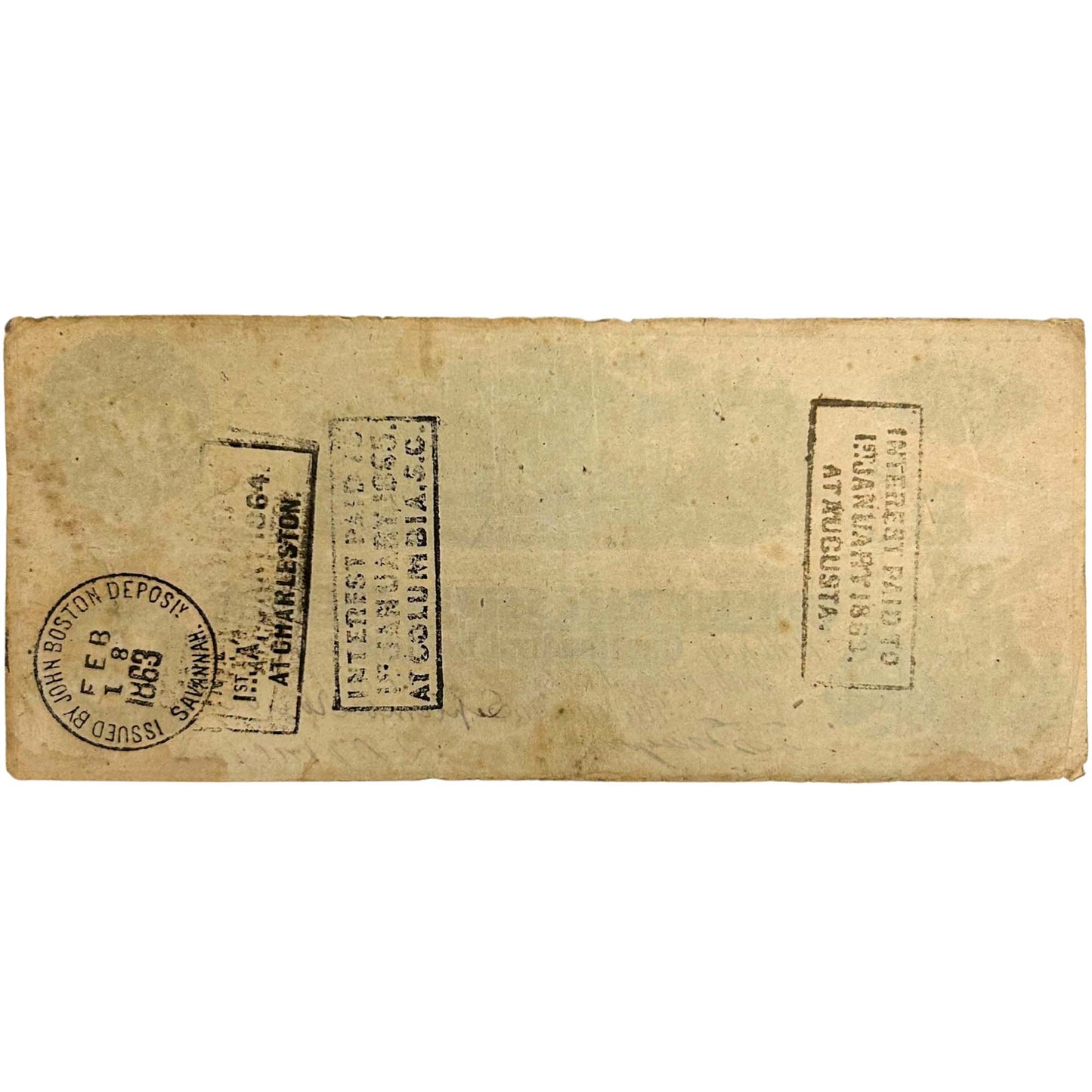 1862 Confederate States of America $100 Federal Reserve Note Back