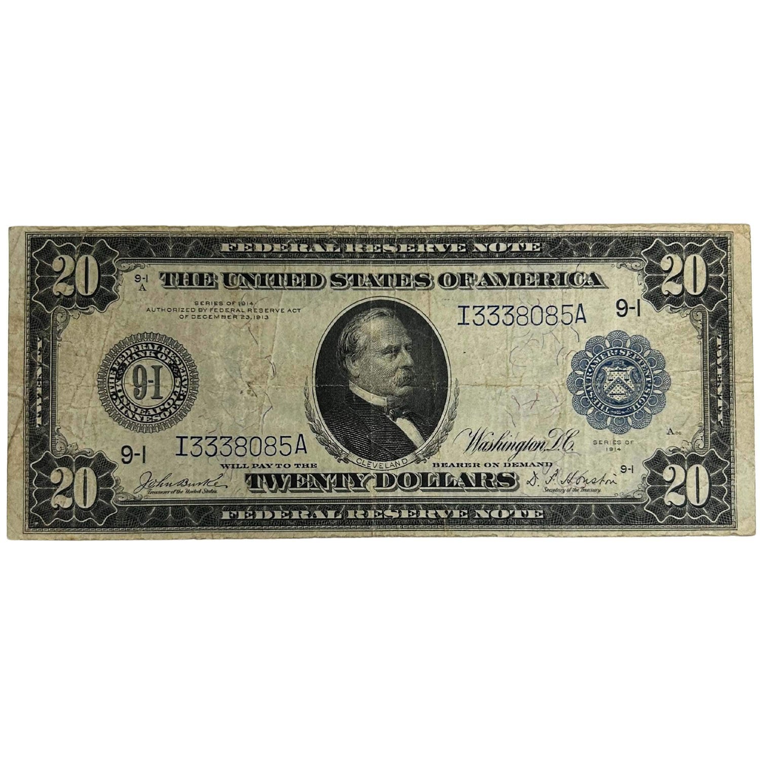 1914 Washington D.C. $20 Currency Note Front