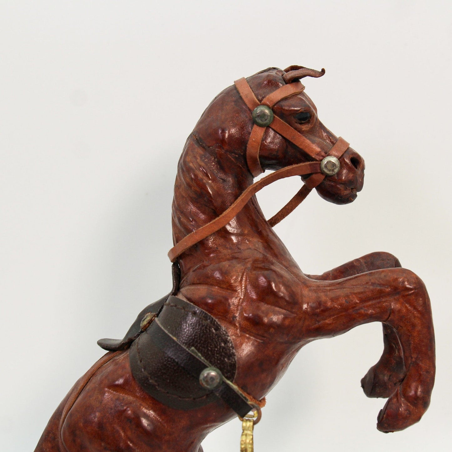 Folk Art Sculpture Leather Horse Face
