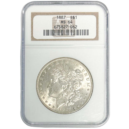 1887 Morgan Silver Dollar Graded NGC MS64