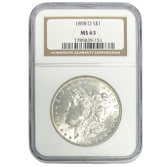 1898 O Morgan Silver Dollar NGC MS63 Thumbnail