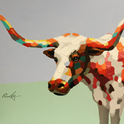 Original Acrylic of Texas Longhorn Close View