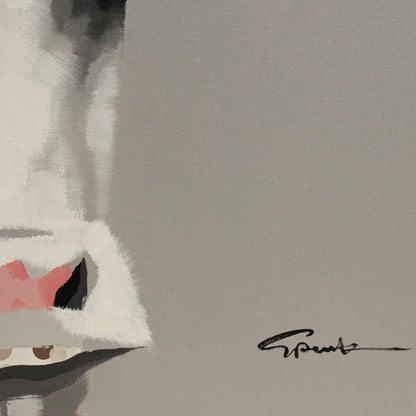 Original Acrylic of Cow Portrait Close  View