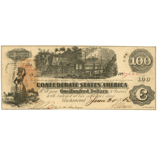 1862 Confederate States of America $100 Bill Gold & Silver Pawn Shop