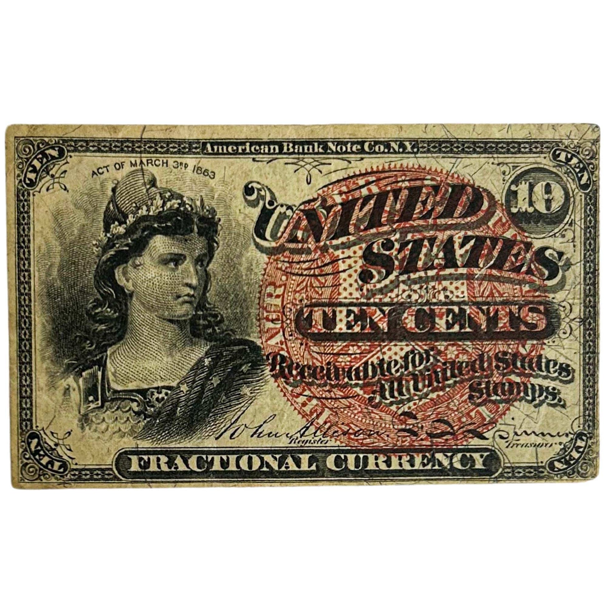 1863 U.S Fractional Currency 10 Cents Gold & Silver Pawn Shop